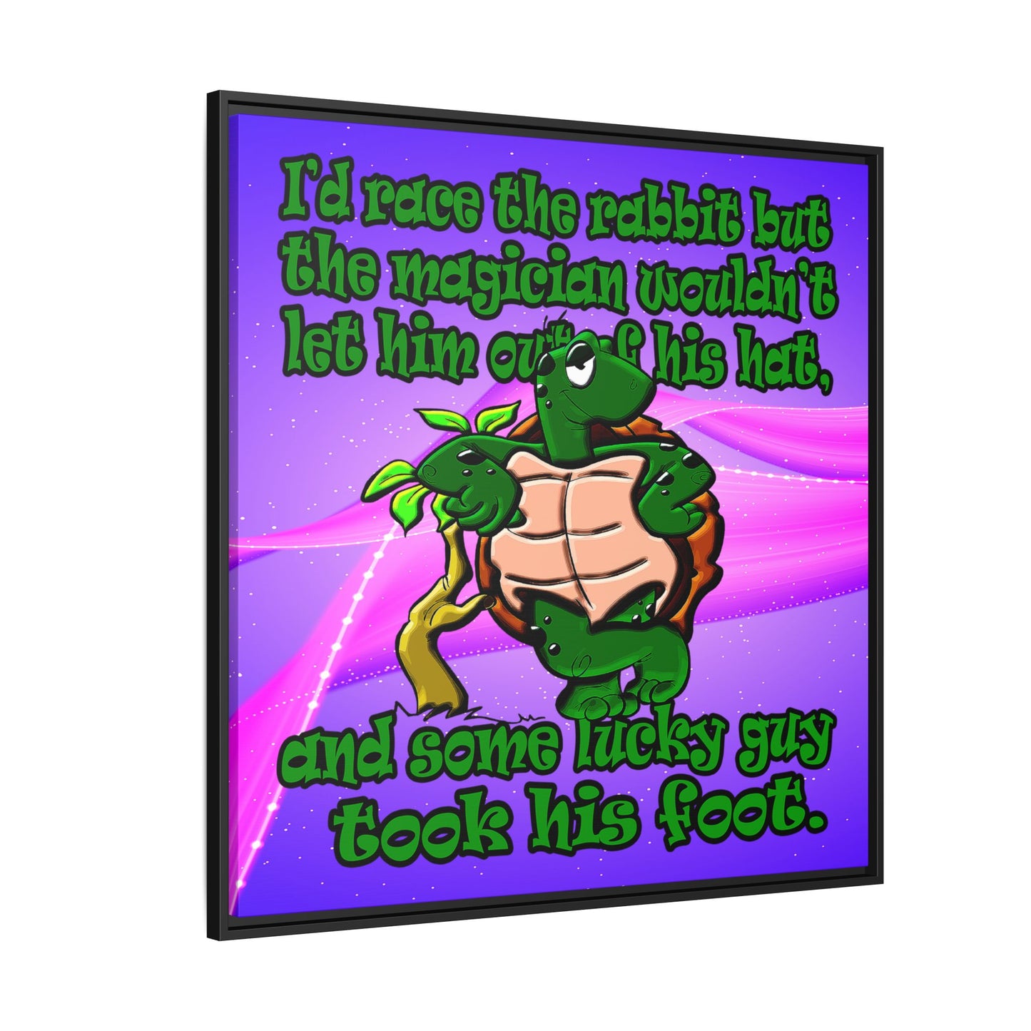 turtle race - framed canvas art (purple-pink wave)