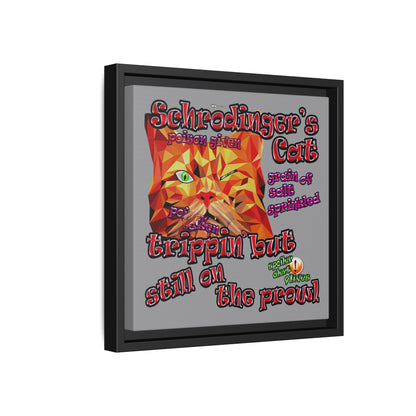 schrodinger's cat - framed canvas art (grey)