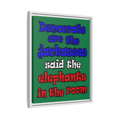 donkeys and elephants - framed canvas art (dark green)