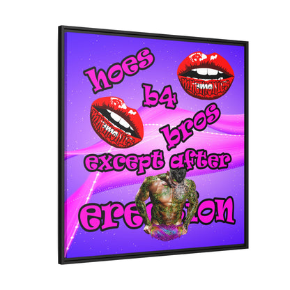 hoes b4 bros - framed canvas art (purple-pink wave)
