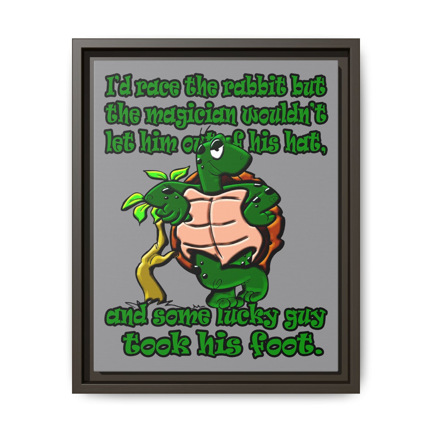 turtle race - framed canvas art (grey)