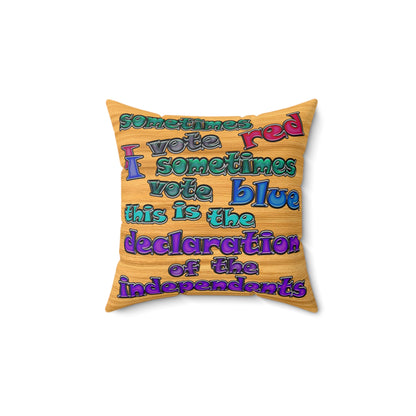 declaration of the independents - Spun Polyester Square Pillow - (butterscotch wood finish)