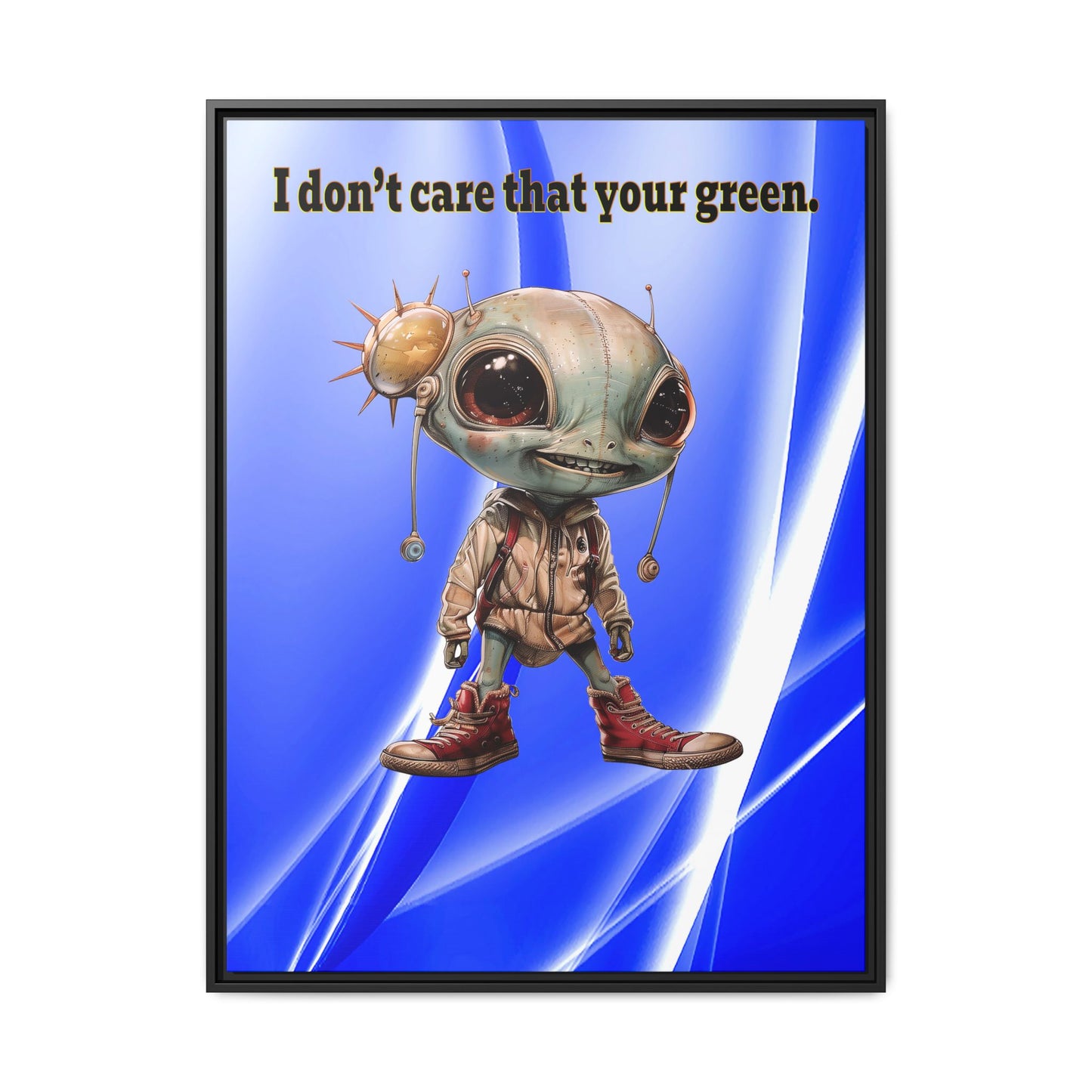 I don't care that your green - framed canvas art (blue-white wave)