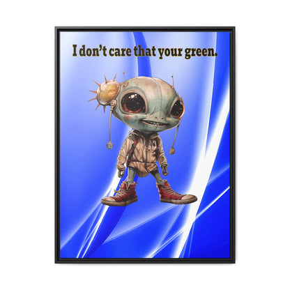 I don't care that your green - framed canvas art (blue-white wave)