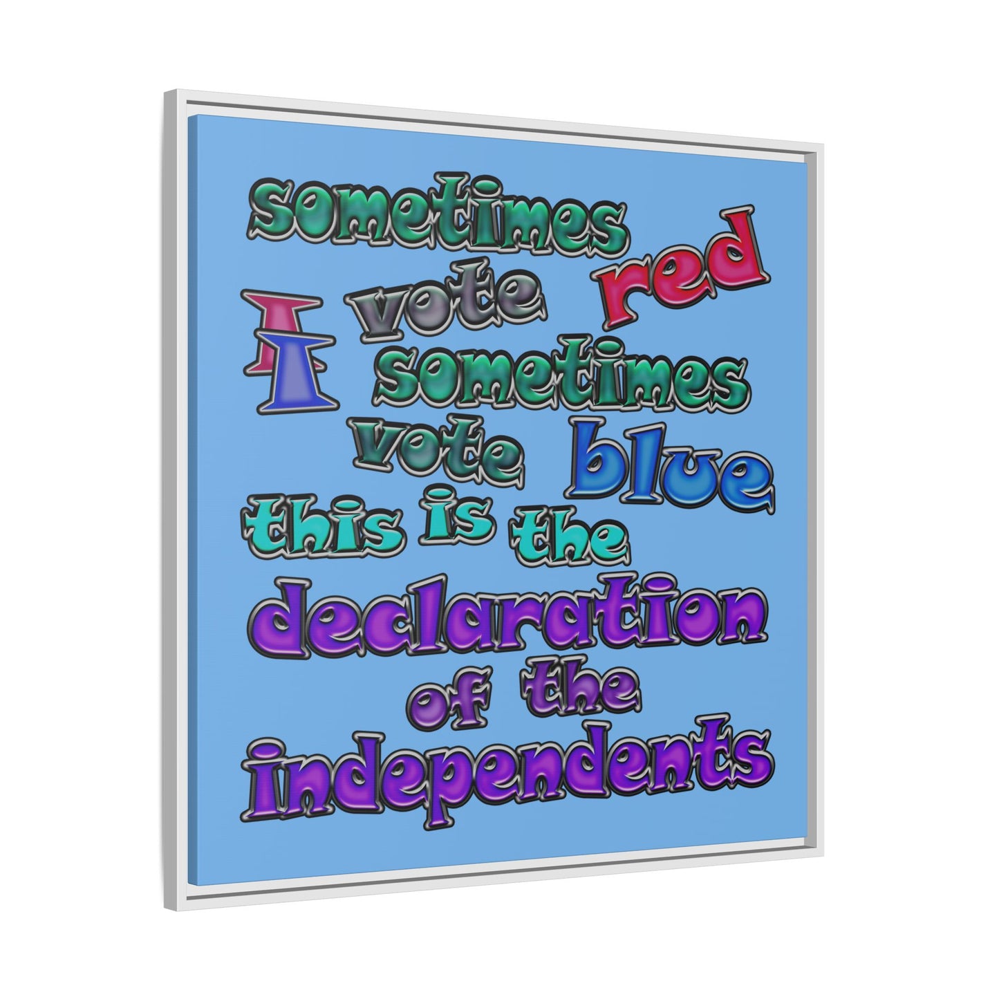declaration of the independents - framed canvas art (light blue)