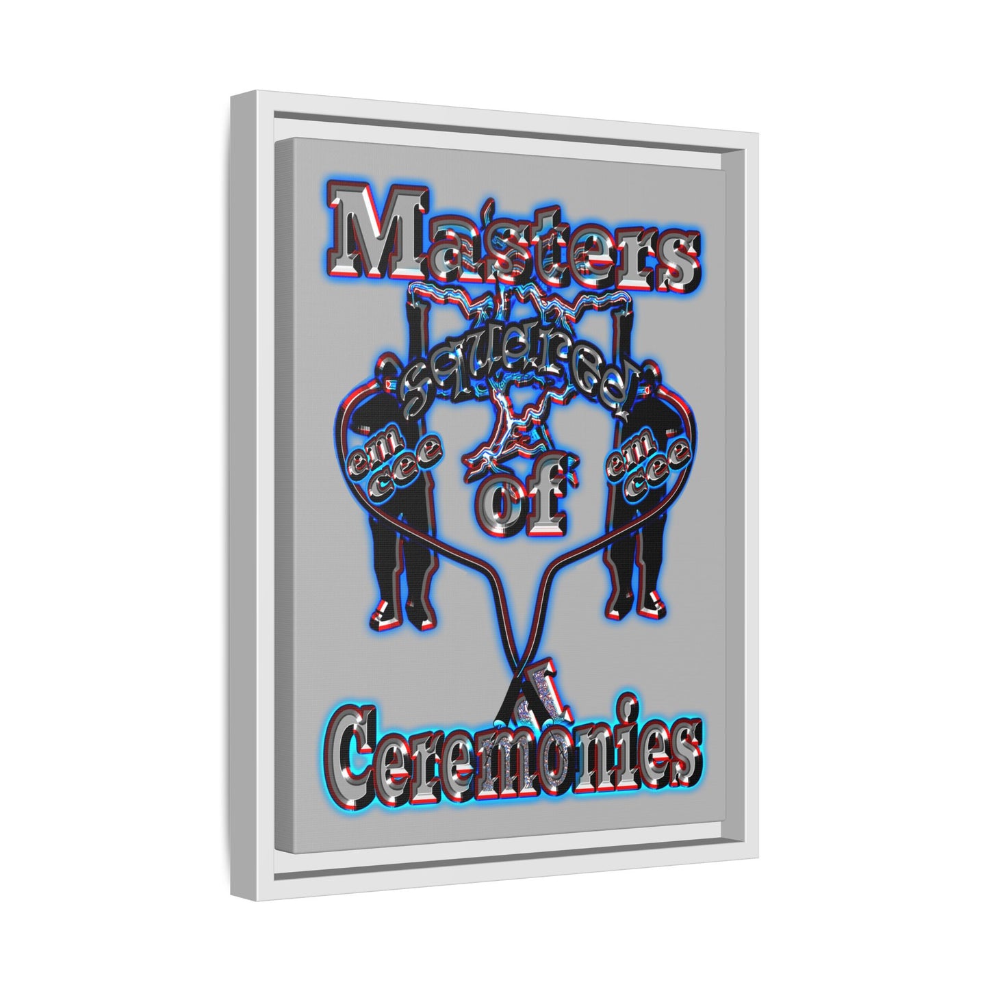 em cee squared - framed canvas art (light grey)