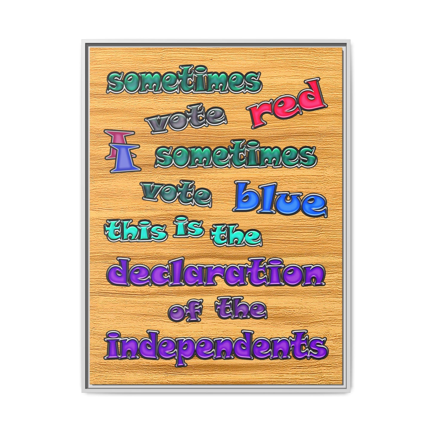 declaration of the independents - framed canvas art (butterscotch wood finish)