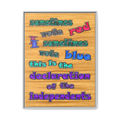 declaration of the independents - framed canvas art (butterscotch wood finish)