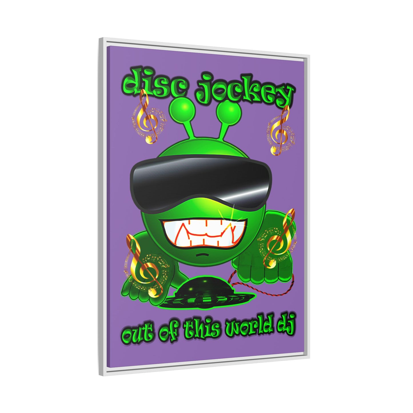 disc jockey - framed canvas art (light purple)