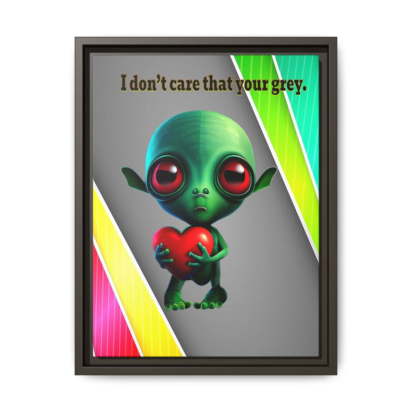 I don't care that your grey - framed canvas art (rainbow split)