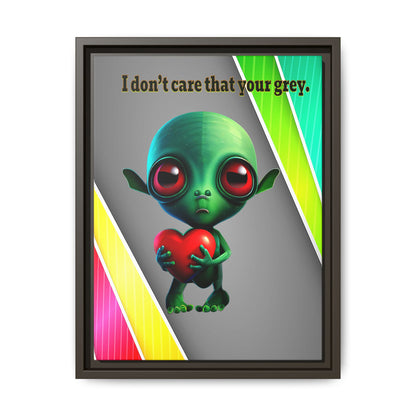 I don't care that your grey - framed canvas art (rainbow split)