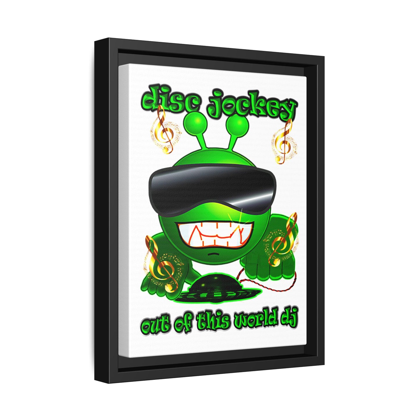 disc jockey - framed canvas art (white)