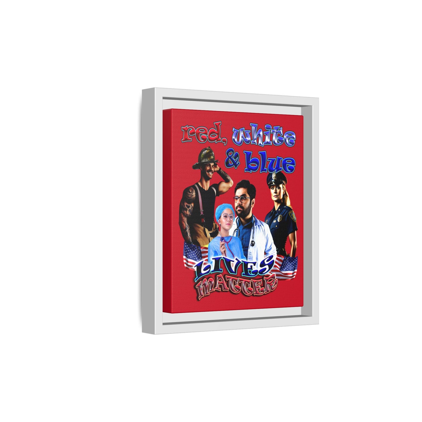 rw&b lives matter - framed canvas art (dark red)