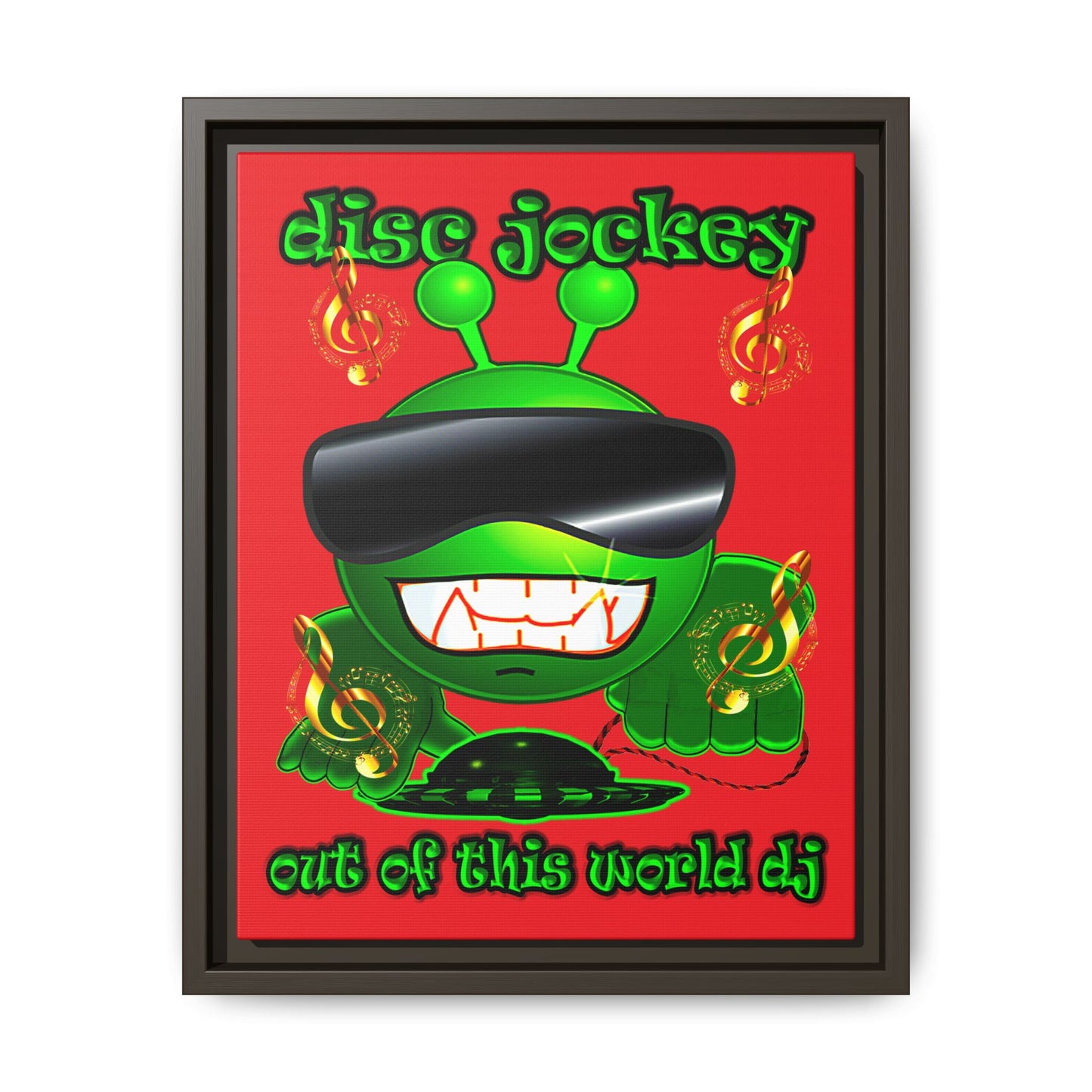 disc jockey - framed canvas art (red)