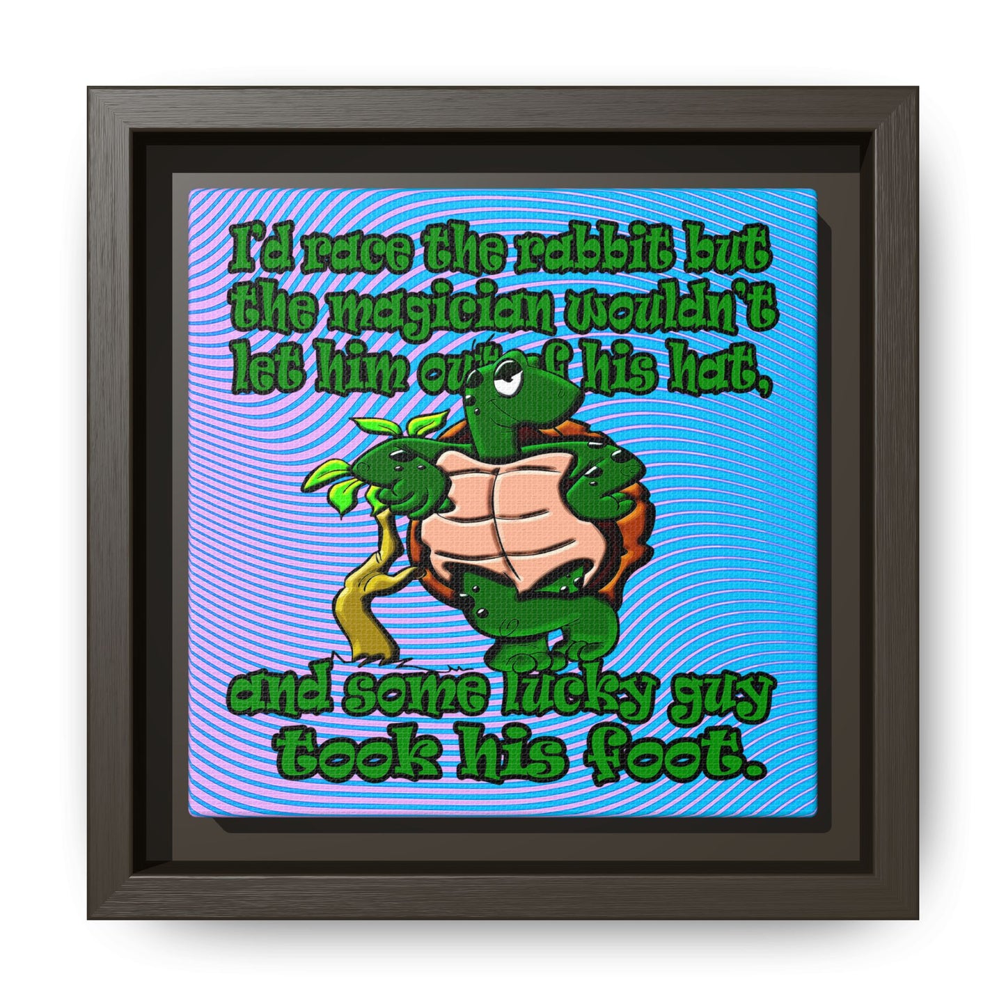 turtle race - framed canvas art (light blue-purple wave)