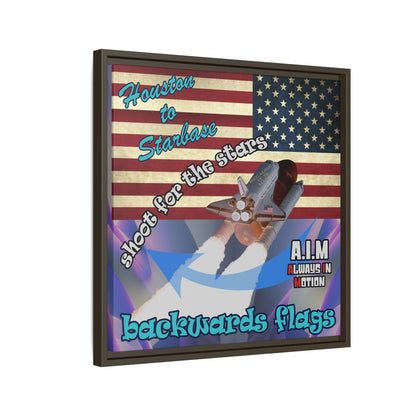 shoot for the stars - framed canvas art (grey-pink wave)