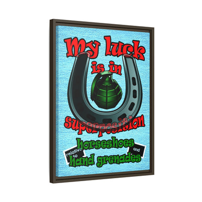 my luck - framed canvas art (faded blue)