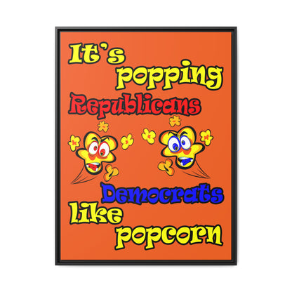 popping like popcorn - framed canvas art (orange)