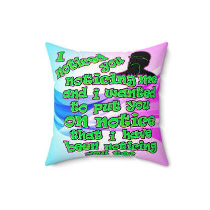 noticed you noticing - Faux Suede Square Pillow - (light blue-pink wave)