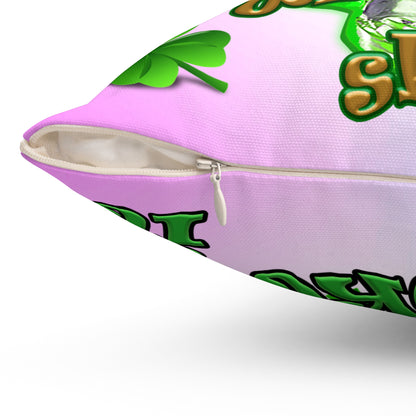 celtics logo - Spun Polyester Square Pillow - (light blue-pink wave)