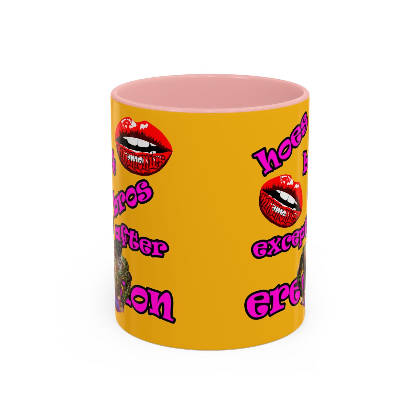 hoes b4 bros - Accent Mug (yellow)