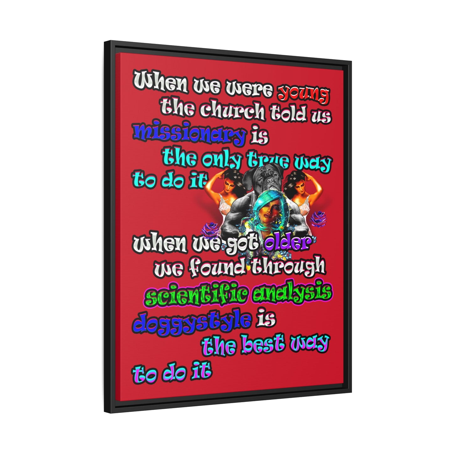 doggystyle - framed canvas art (dark red)