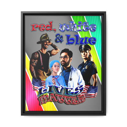rw&b lives matter - framed canvas art (rainbow split)