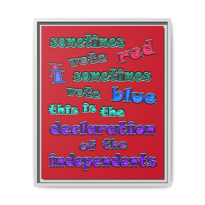 declaration of the independents - framed canvas art (dark red)