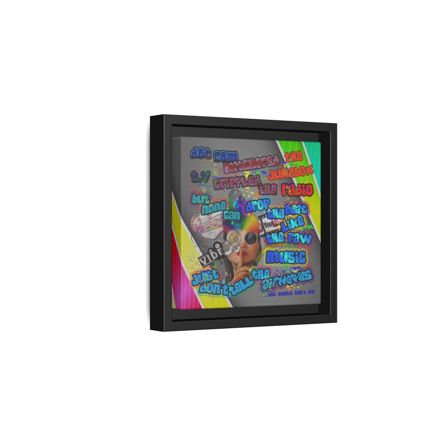 drop the beat - framed canvas art (rainbow split)