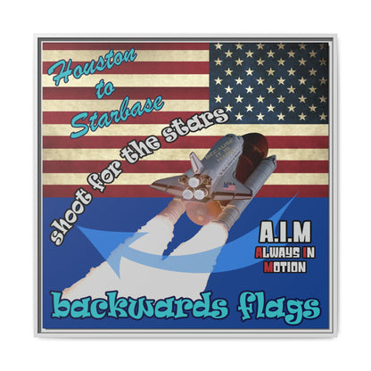 shoot for the stars - framed canvas art (dark blue)