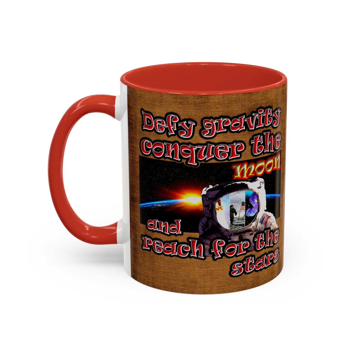defy conquer reach - Accent Mug (brown papyrus)