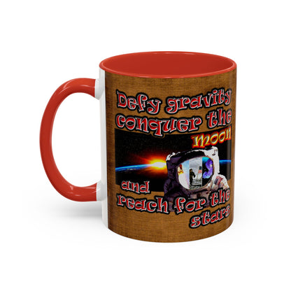 defy conquer reach - Accent Mug (brown papyrus)