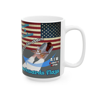 shoot for the stars - White Mug (dark grey)