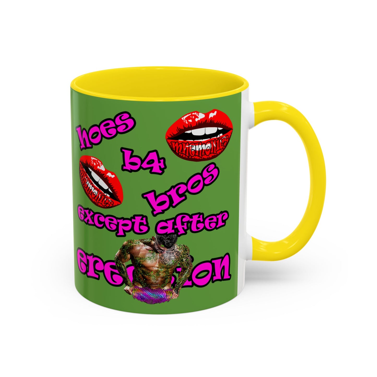 hoes b4 bros - Accent Mug (green)