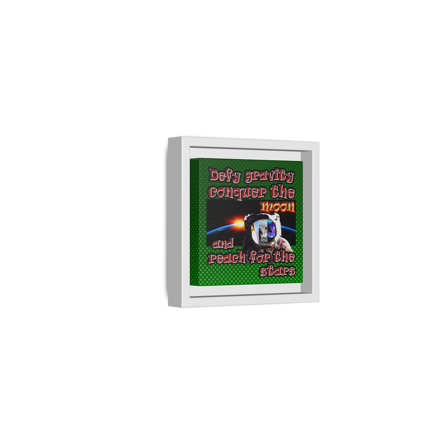 defy conquer reach - framed canvas art (logo green)