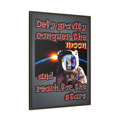 defy conquer reach - framed canvas art (grey-light grey)