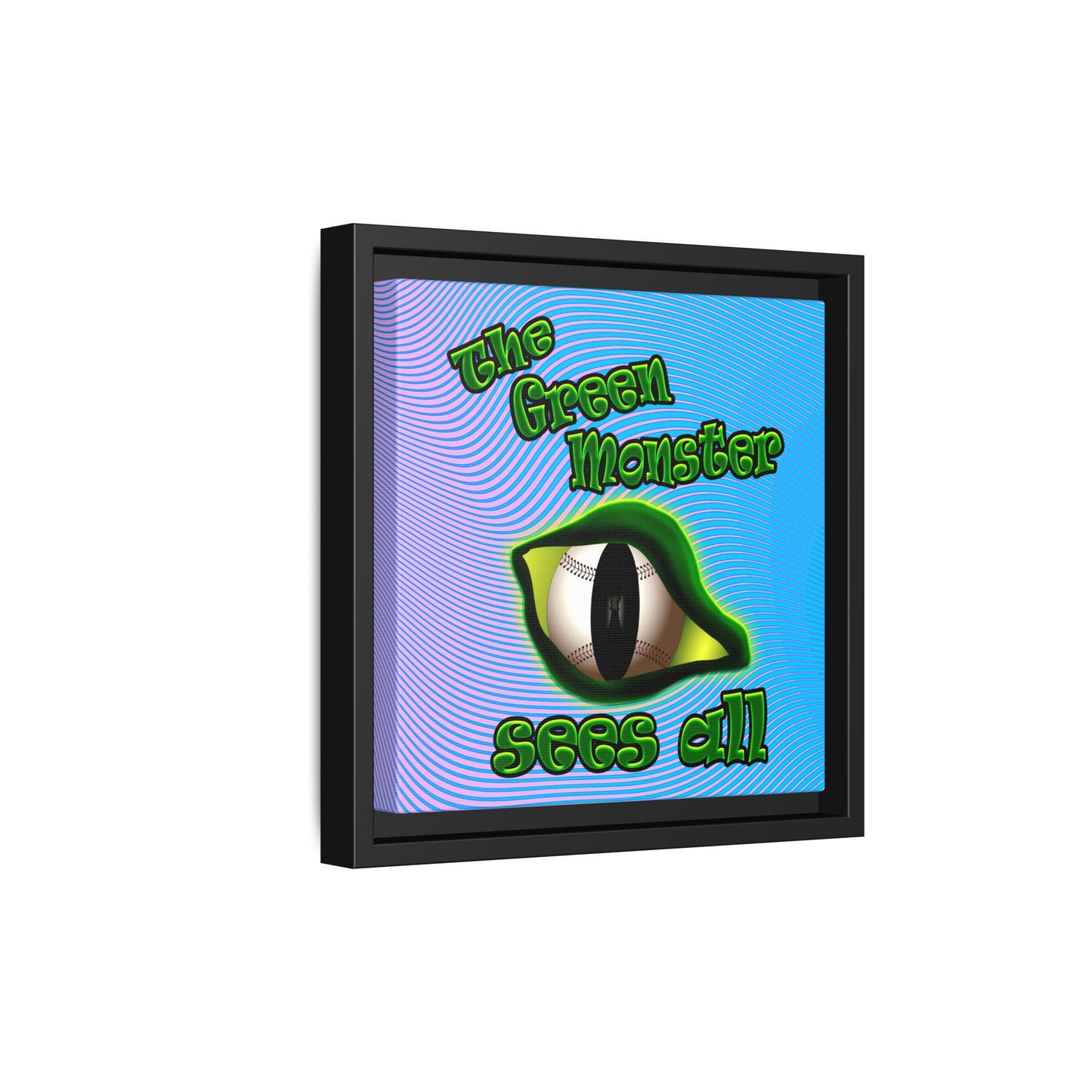 green monster - framed canvas art (light blue-purple wave)