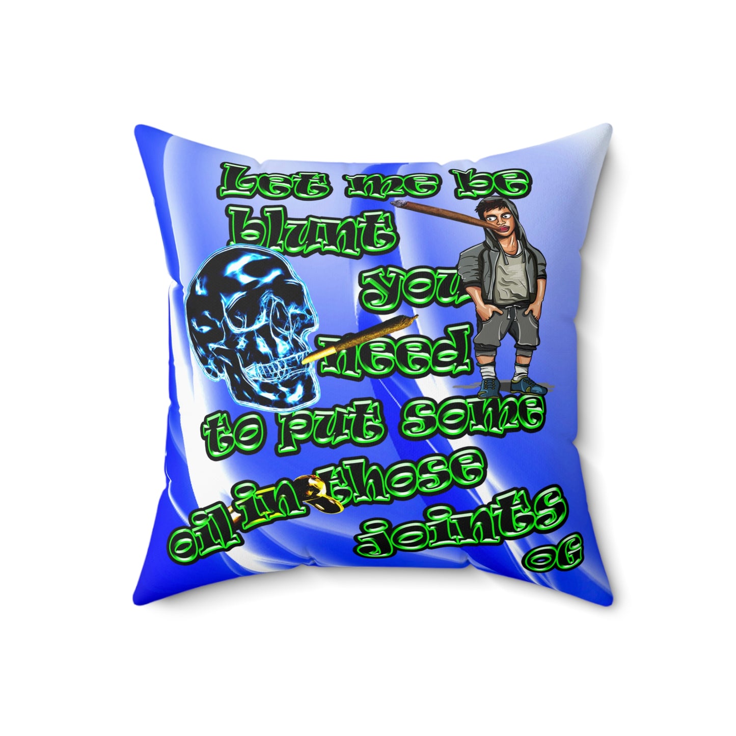 og - Spun Polyester Square Pillow - (blue-white wave)