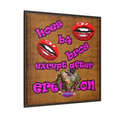 hoes b4 bros - framed canvas art (brown papyrus)
