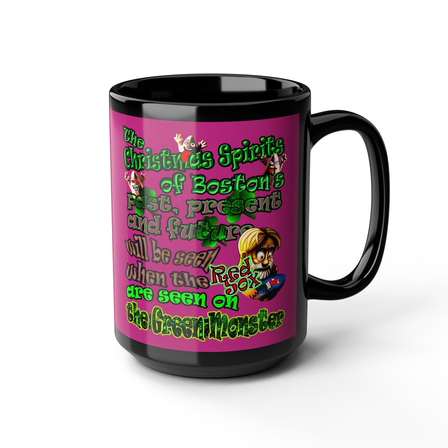 christmas spirits of boston - Black Mug (pink)