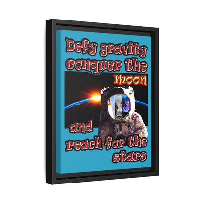 defy conquer reach - framed canvas art (turquoise)