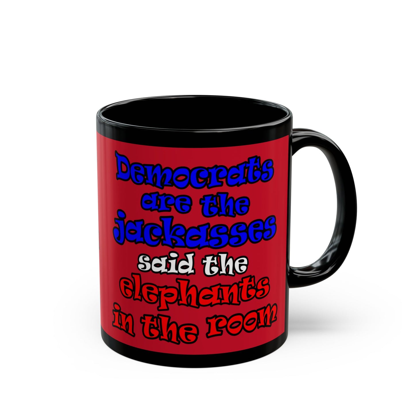 donkeys and elephants - Black Mug (dark red)