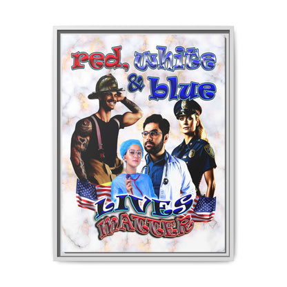 rw&b lives matter - framed canvas art (white marble)