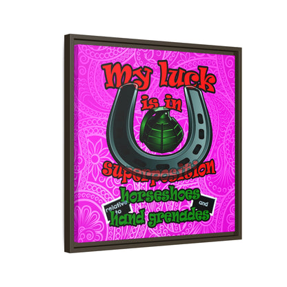 my luck - framed canvas art (pink swirl)