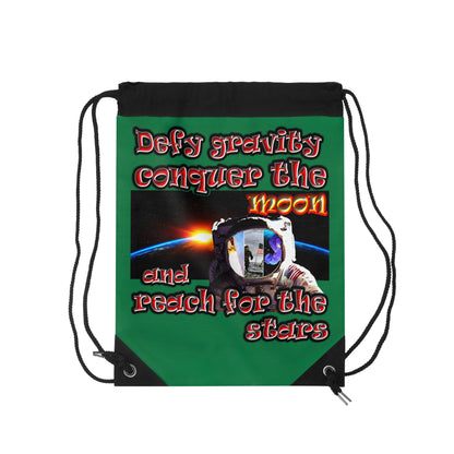 defy conquer reach - Drawstring Bag (dark green)