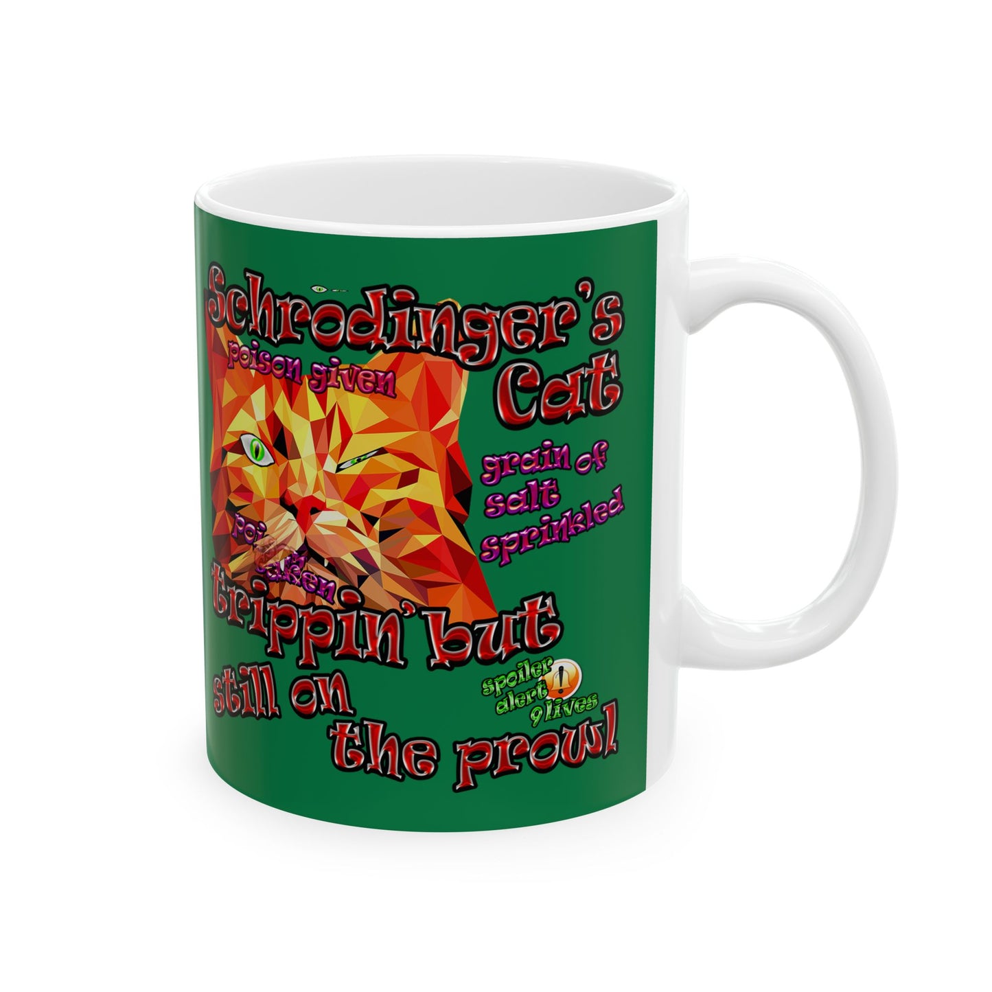 schrodinger's cat - White Mug (dark green)
