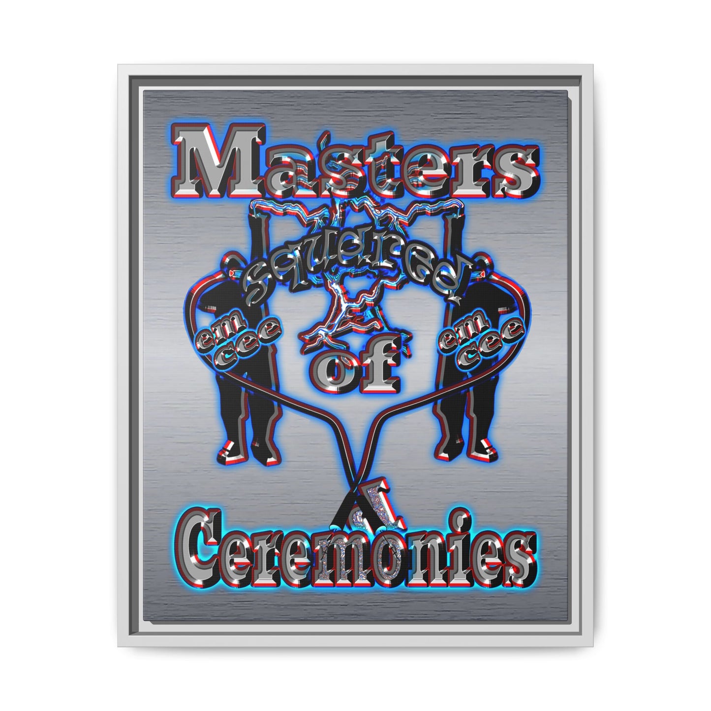 em cee squared - framed canvas art (brushed nickel)