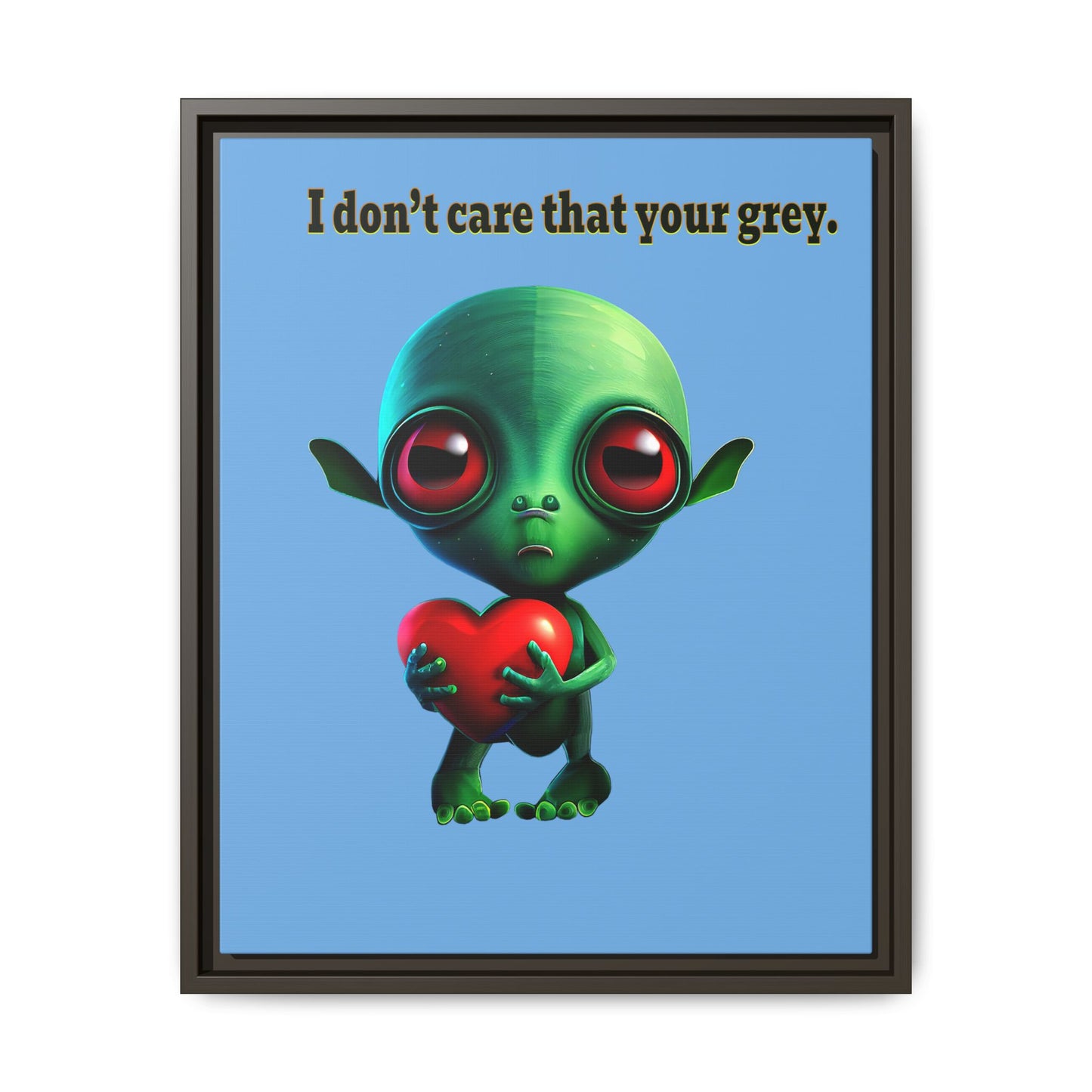 I don't care that your grey - framed canvas art (light blue)
