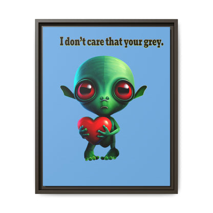 I don't care that your grey - framed canvas art (light blue)
