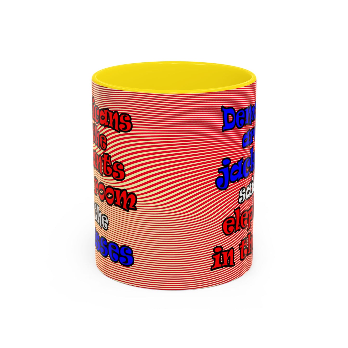 donkeys and elephants - Accent Mug (yellow-orange wave)